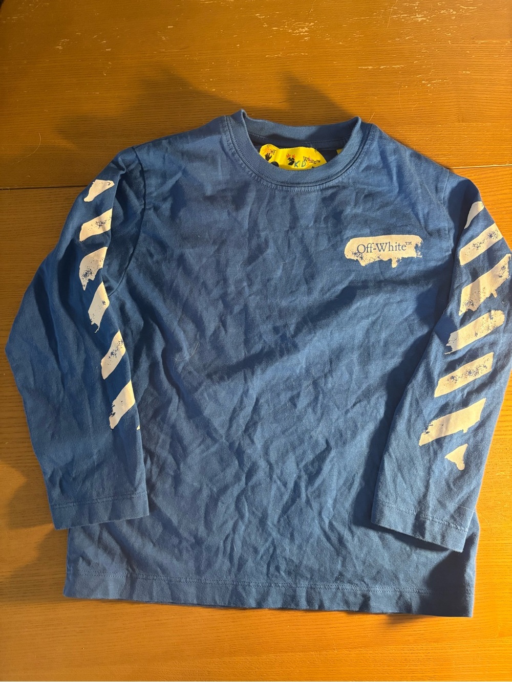 Off-White Kids Blue Paint Long Sleeve T-Shirt